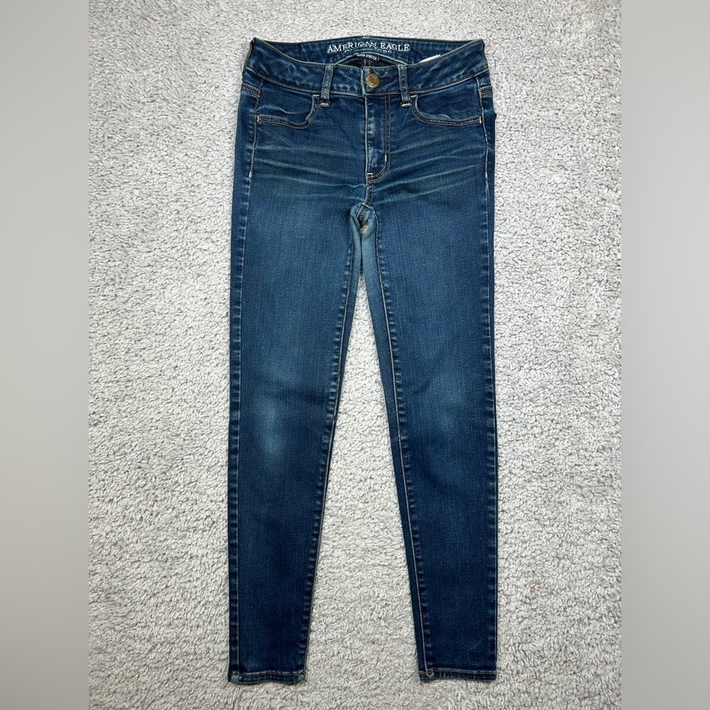 American Eagle Jeans Womens 0 Short Jegging Dark Wash Super Stretch Casual Basic
